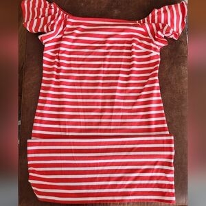 Ralph Lauren Red and White Striped Midi Dress